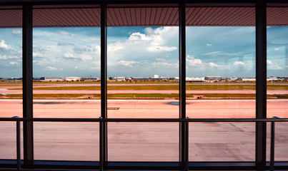 runway from the airport window