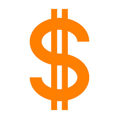 Dollar currency sign symbol - orange simple, isolated - vector