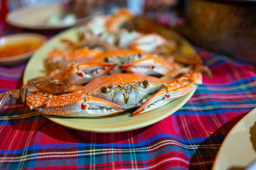 blue crab On a plate