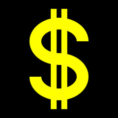 Obraz premium Dollar currency sign symbol - yellow simple, isolated - vector
