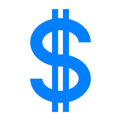 Obraz premium Dollar currency sign symbol - blue simple, isolated - vector