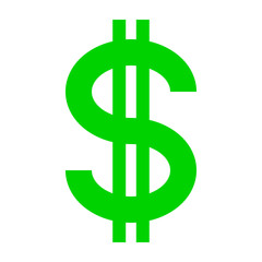 Dollar currency sign symbol - green simple, isolated - vector