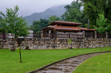 Park Rila by rainy day at Dupnica, Bulgaria