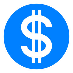 Dollar currency sign symbol - blue simple inside of circle, isolated - vector