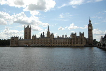 View Panoramic from Thames riverof Parliament in London United Kingdom