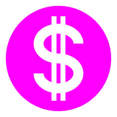 Dollar currency sign symbol - purple-pink simple inside of circle, isolated - vector