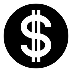 Dollar currency sign symbol - black simple inside of circle, isolated - vector