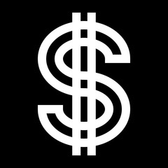Dollar currency sign symbol - white simple outline, isolated - vector