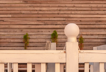 Wooden terrace of the coastal cafe
