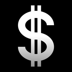 Dollar currency sign symbol - white simple gradient, isolated - vector