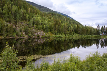Fototapeta na wymiar A typical idyllic landscape in Norway.