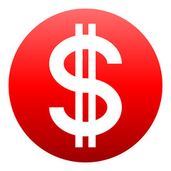 Dollar currency sign symbol - red simple gradient inside of circle, isolated - vector