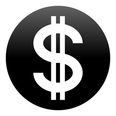 Dollar currency sign symbol - black simple gradient inside of circle, isolated - vector