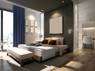 3d render hotel suite room