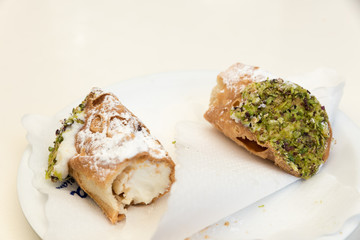 Sicilian cannoles with candied fruit