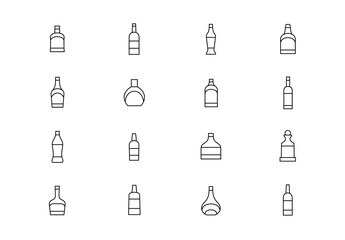 Alcohol bottles thin line vector icons. Editable stroke