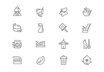 Cleaning thin line vector icons. Editable stroke