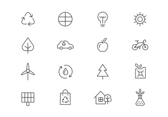 Environment conservation thin line vector icons. Editable stroke