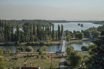 Beautiful view of the river and the bridge from a height