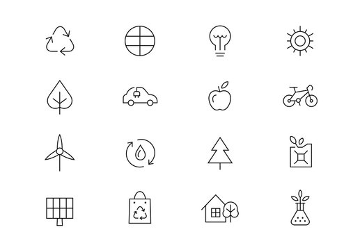 Environment conservation thin line vector icons. Editable stroke