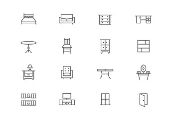 Furniture thin line vector icons. Editable stroke
