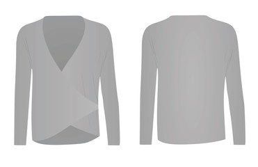 Women grey long sleeve shirt. vector illustration