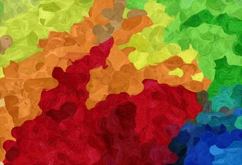 abstract decoration painting style with firebrick, yellow green and teal green colors