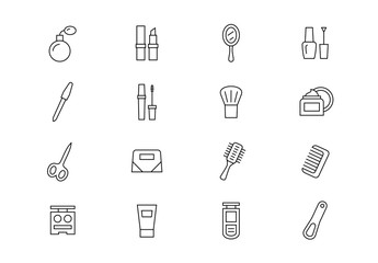 Makeup thin line vector icons. Editable stroke