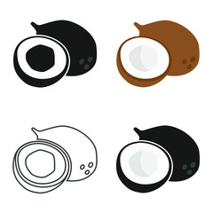 Coconut simple vector icon, isolated clip-art.
