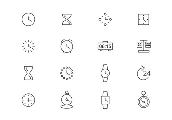 Time thin line vector icons. Editable stroke