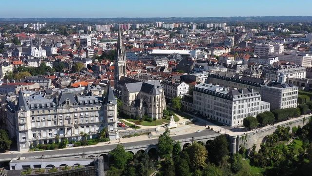 Pau France church Saint Martin Boulevard des Pyr&eacute;n&eacute;es aerial view sunny day 