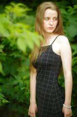 Fototapeta premium beautiful young blonde with long flowing hair and blue eyes