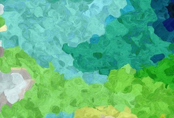 abstract natural painting style with medium sea green, pastel green and sky blue colors