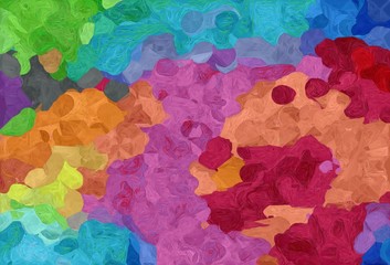 abstract natural painting style with moderate red, blue chill and pastel green colors