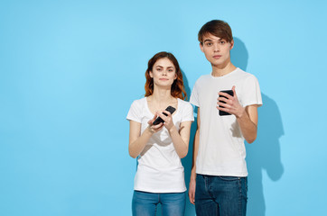 young couple with digital tablet