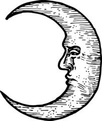 hand-drawn vintage moon © grpxstore