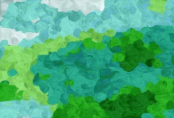 abstract natural painting style with medium sea green, sky blue and forest green colors