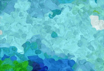 abstract natural painting style with sky blue, forest green and light sea green colors