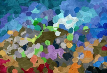 abstract decoration painting style with teal blue, tan and steel blue colors