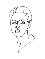 Linear portrait of abstract woman face. Continuous line art. One line drawing. Minimalist graphic.