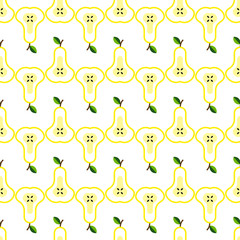 Seamless pattern with half of pears. Perfect for wallpapers, pattern fills, web page backgrounds, surface textures, textile.