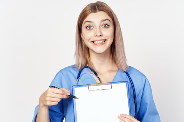 young female doctor with clipboard