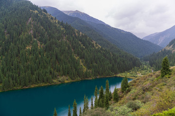 Fototapeta na wymiar Kolsay lake - mountain lake in Kazakhstan