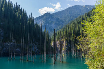 Kaindy lake - mountain lake in Kazakhstan