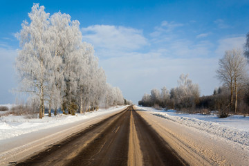 slippery winter road