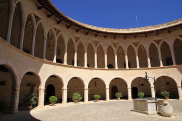 Fototapeta na wymiar Circular inner yard, Bellver Castle, Palma de Mallorca, Majorca, Balearic Islands, Spain 