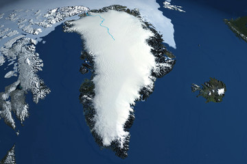Greenland island from space. Elements of this image were furnished by NASA