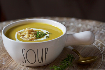 Butternut Squash Soup with Ginger and Coconut Milk