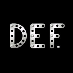 Metal letters D, E, F