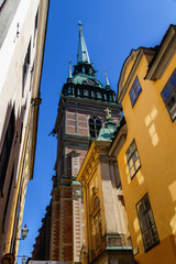Facades of old houses in Stockholm, Sweden